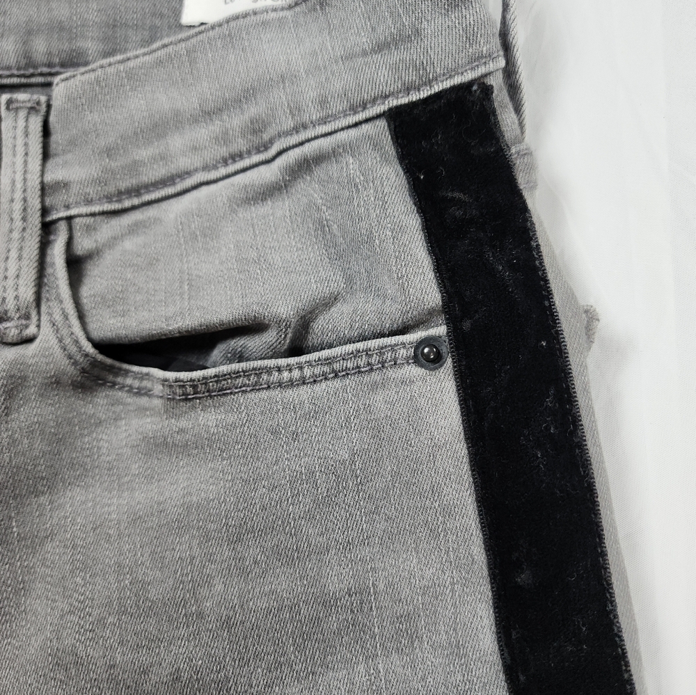 FRAME Grey Le High Skinny Velvet Tux Grimes Size 27 (28" Inseam) - Picture 10 of 17